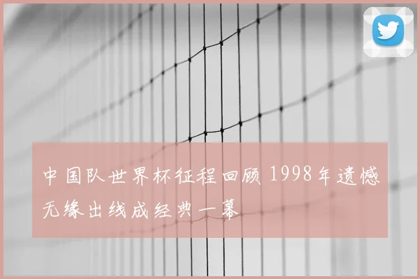 中国队世界杯征程回顾 1998年遗憾无缘出线成经典一幕